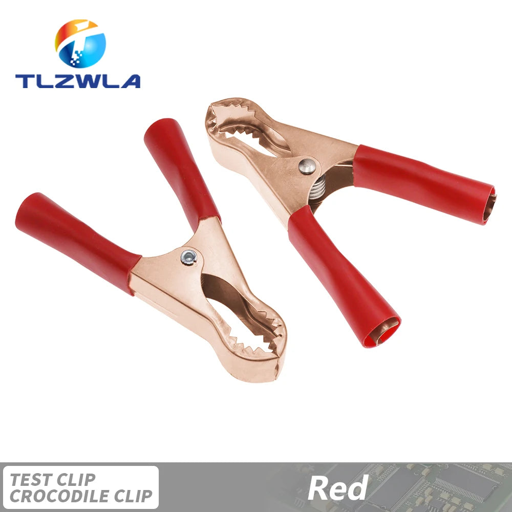 50A Heavy Duty Alligator Battery Test Lead Clips – Red & Black 80mm Crocodile Clamps for Car, Van & Caravan Use