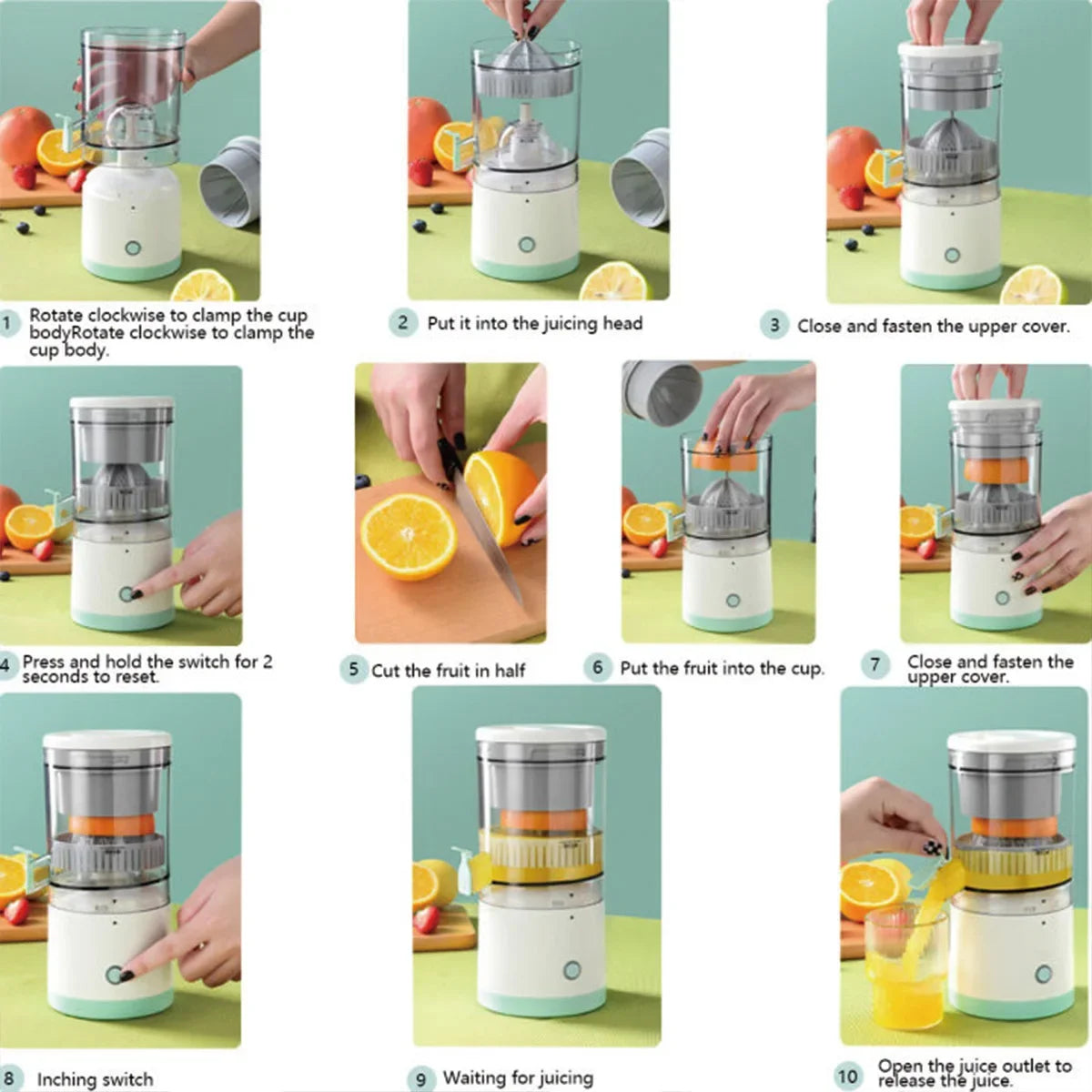 Portable USB Rechargeable Home Juicer – Electric Fruit Juice Extractor with High Juice Output for Oranges
