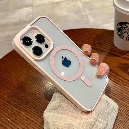 Luxury MagSafe Wireless Charging Transparent Case - Magnetic Bumper Protective Cover for iPhone 15 14 13 12 11 Pro Max Plus Mini