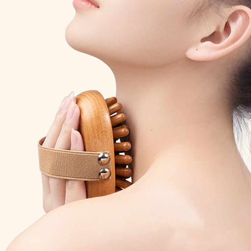 Wooden Anti-Cellulite Body Brush – Spa Air Cushion Massage Comb for Scalp & Essential Oil Therapy