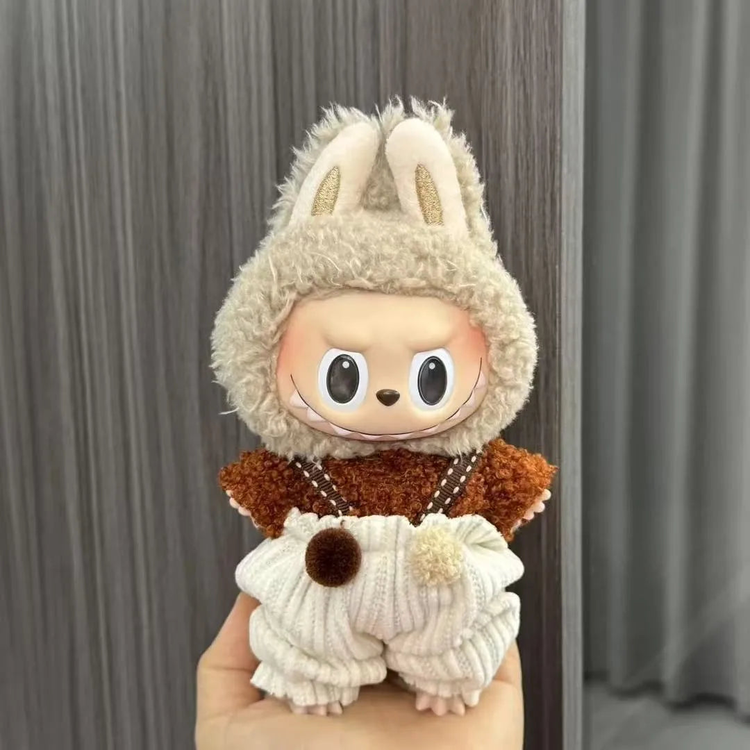 Labubu Sitting Party Series - Classic Grid Dress with Small Fragrance, v1 & v2 Doll Clothes, Kid Gift