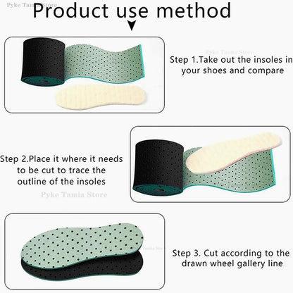 Cuttable Insoles for Shoes - Universal Soft, Comfortable and Breathable Sport Inserts with Shock Absorption, 50/150cm for Adults and Kids