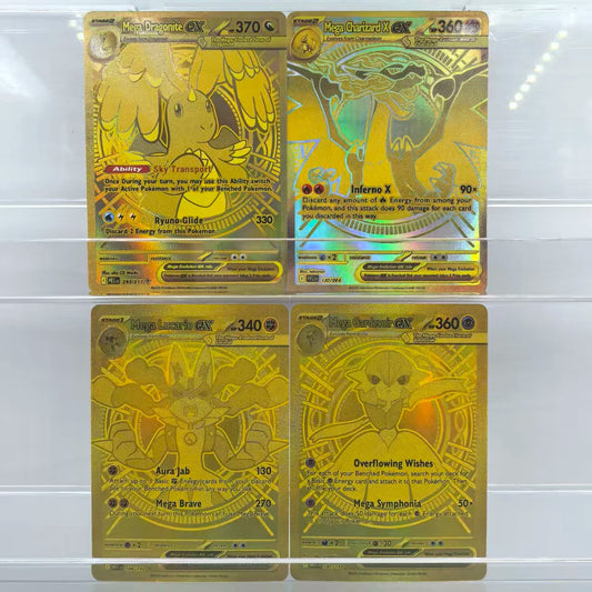 2025 Pokémon English Collection Cards Set – MEGA Dragonite, Charizard, Lucario & Gardevoir EX Anime Trading Cards Gift Toys