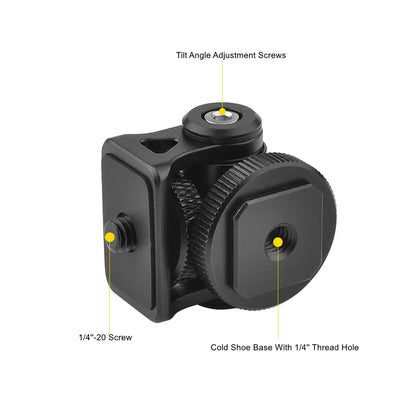 Minifocus Monitor Holder Cold Shoe Mount for Camera, 180° Tilt Adjustable Bracket for Field Monitors, Microphone, Hot Shoe