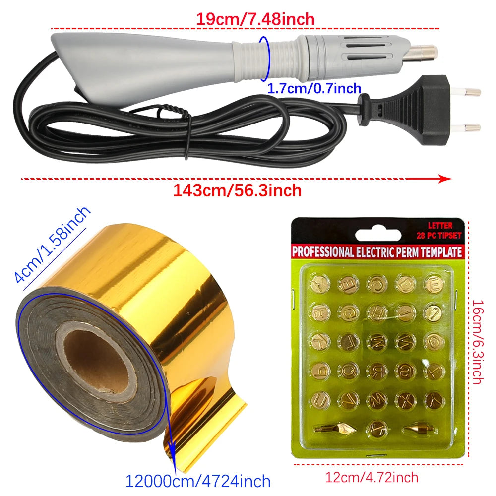 Electric Heated Foil Stamping Pen Kit for Leather Craft – Hot Foil Applicator Tool for DIY Handmade Embossing