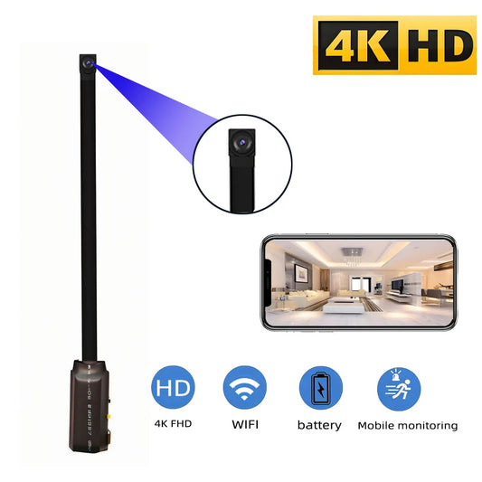4K HD Portable Mini Camera – WiFi Wireless Remote Viewing & Mobile Monitoring DIY Small Camera