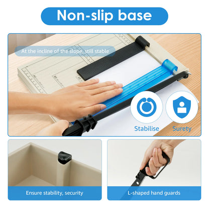 Guillotine Paper Cutter — Accurate DIY Paper Slicer with Safety Guard & Blade Lock, 12-Sheet Capacity