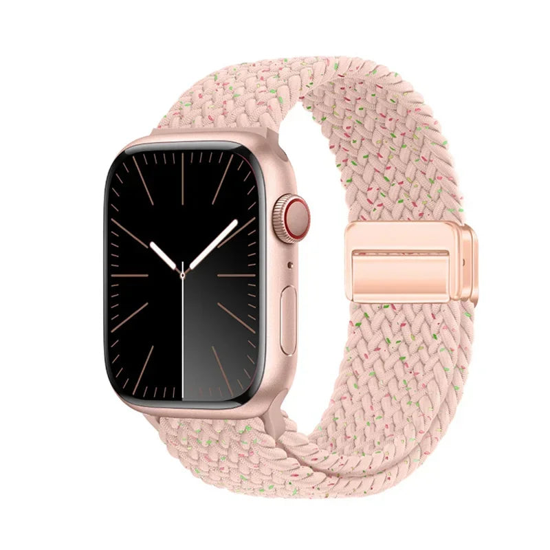Braided Nylon Magnetic Apple Watch Band – Adjustable Sport Loop Strap for iWatch Series SE 6–10 & Ultra 2 (38mm–49mm)