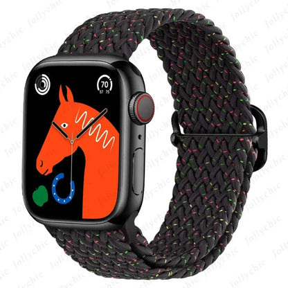 Braided Solo Loop Apple Watch Ultra Band – Elastic Nylon Adjustable Sport Bracelet Strap for iWatch SE, Series 3–9 (38mm–49mm)