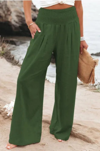 Trendy & Comfortable: RX6602 Autumn/Winter High Waist Cotton Hemp Casual Pants - Quick-Selling Elastic Waist Women's Fashion