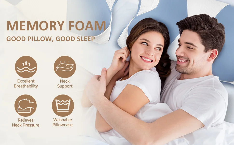 2024 New Ergonomic Memory Foam Cervical Pillow – Adjustable Neck & Shoulder Support for Side, Back, and Stomach Sleepers