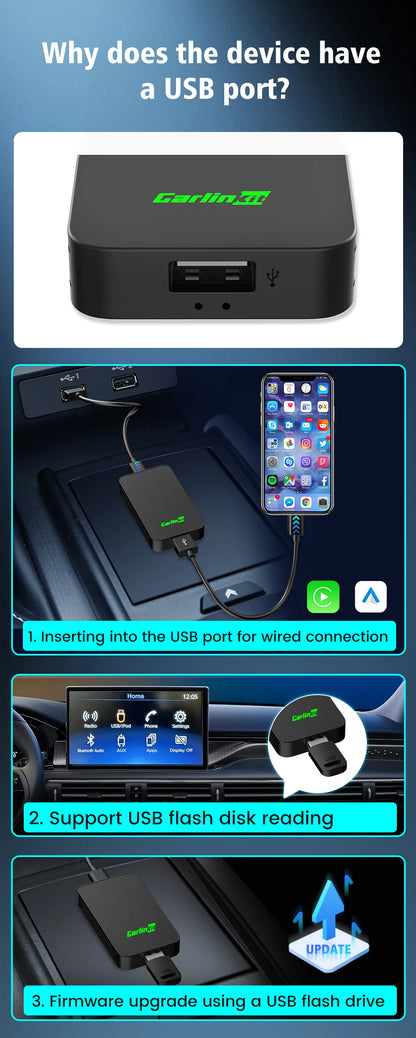 CarlinKit 5.0 & 4.0 Wireless CarPlay & Android Auto Adapter — Waze, Music, Spotify for Audi, Golf, Peugeot, Mazda, KIA, Mercedes, MG