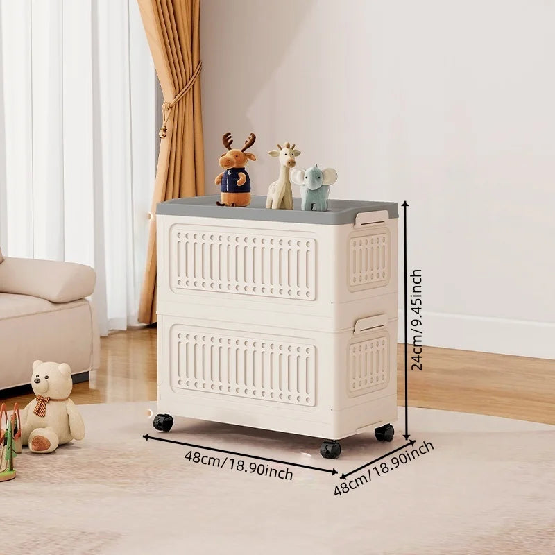 Large Capacity Foldable Toy Storage Bin - Wheeled Organizer for Living Room, Bedroom & Bathroom