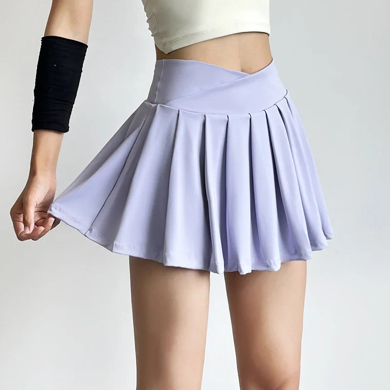 Women’s Sports Short Skirt — Summer High Waist Pleated Skirt with Anti-Walk Yoga Pants, Quick-Dry Breathable Running & Fitness Wear