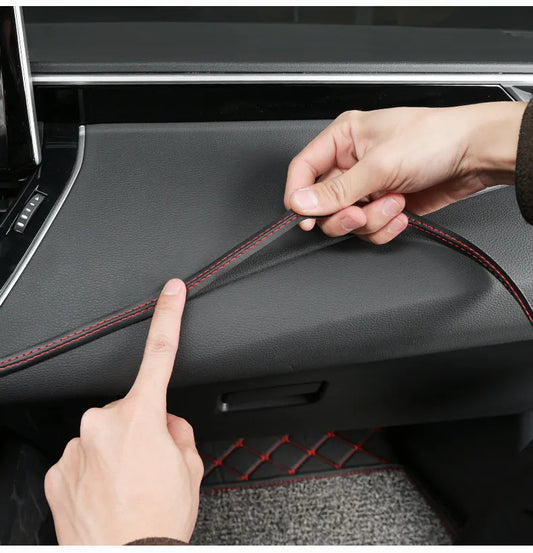 Luxury Car Mouldings Trim - PU Leather Braid Decorative Line Strip for Door, Dashboard, and Interior Sticker - DIY Universal Car Interior Strips