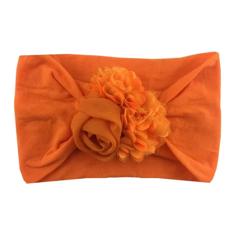 Baby Girls Soft Stretch Flower Headband Wide Nylon Knot Headwrap Kids Hair Band Newborn Photo Prop Accessories