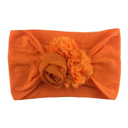 Baby Girls Soft Stretch Flower Headband Wide Nylon Knot Headwrap Kids Hair Band Newborn Photo Prop Accessories
