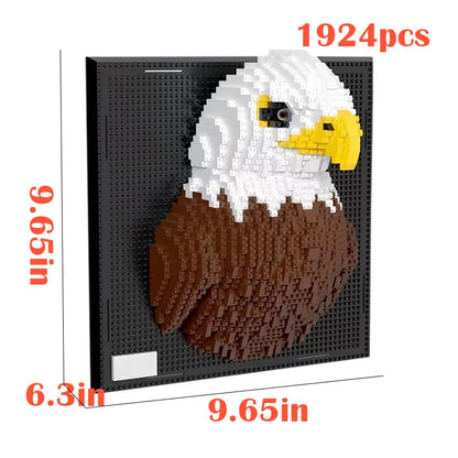 Creative 3D Wall Art Frame DIY Building Block Set – Shark, Eagle & Parrot Micro Animal Particle Model Toy for Adults Home Decor Gift