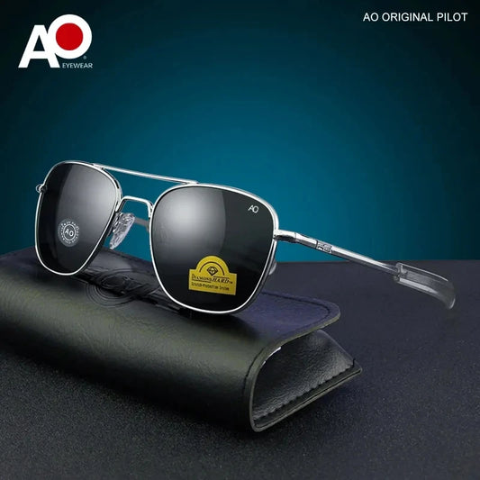 AO Brand Optical Pilot Sunglasses 2023 — Vintage Metal Aviation Sun Glasses for Men & Women with Case