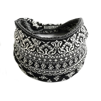 Bohemian Wide Cotton Stretch Headbands for Women – Turban Style Hairbands, Bandana Headwrap Hair Accessories