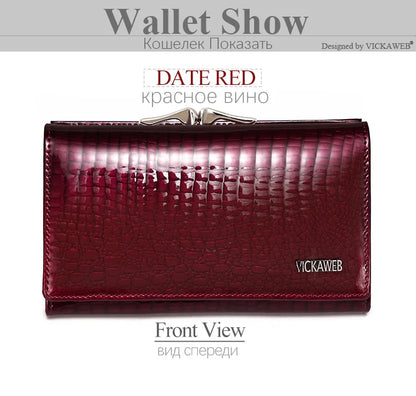 Women’s Genuine Leather Short Wallet – Fashion Alligator Hasp & Zipper Coin Purse AE2155