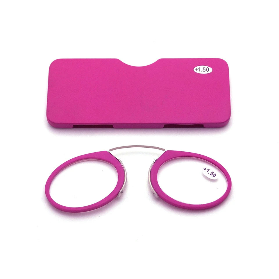 NONOR Magnifying Nose Clip Reading Glasses - Ultralight TR90 No Arm Portable Eyewear with Case +1.0 to +3.0 Lens