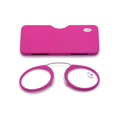 NONOR Magnifying Nose Clip Reading Glasses - Ultralight TR90 No Arm Portable Eyewear with Case +1.0 to +3.0 Lens