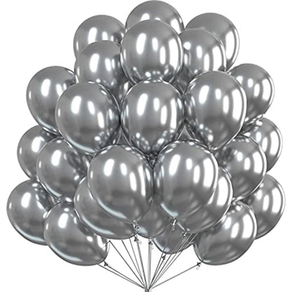 12 Inch Color Metal Confetti Balloons - Gold and Silver Round Latex Balloons for Anniversary, Wedding, and Birthday Party Decor