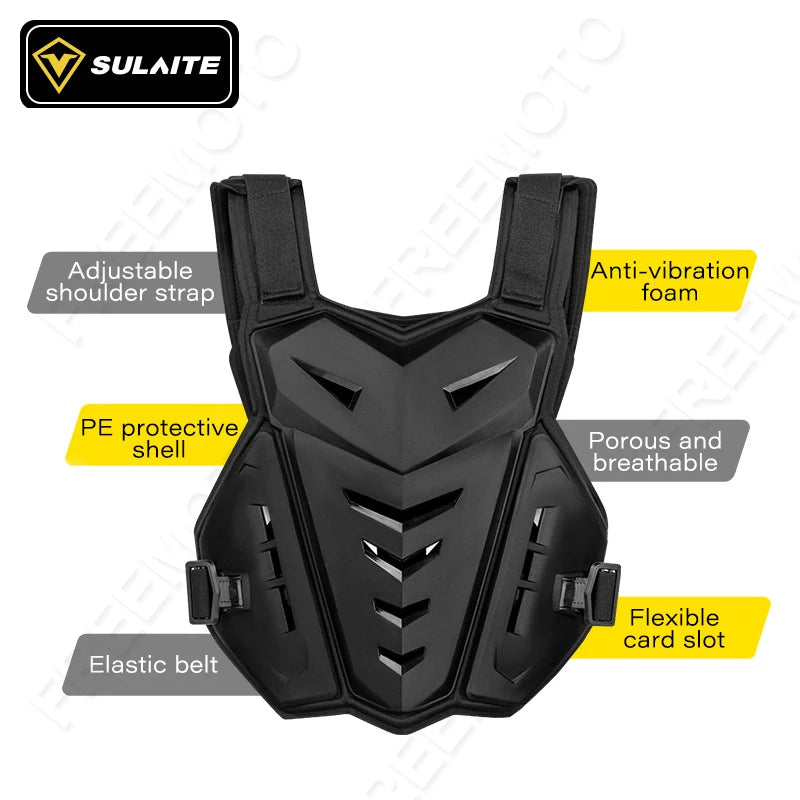SULAITE Motocross Body Armor Jacket – Motorcycle Moto Vest with Back & Chest Protector, Off-Road Dirt Bike Gear