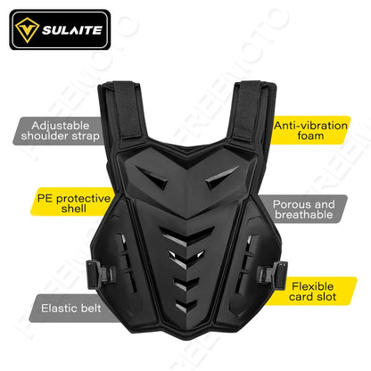 SULAITE Motocross Body Armor Jacket – Motorcycle Moto Vest with Back & Chest Protector, Off-Road Dirt Bike Gear
