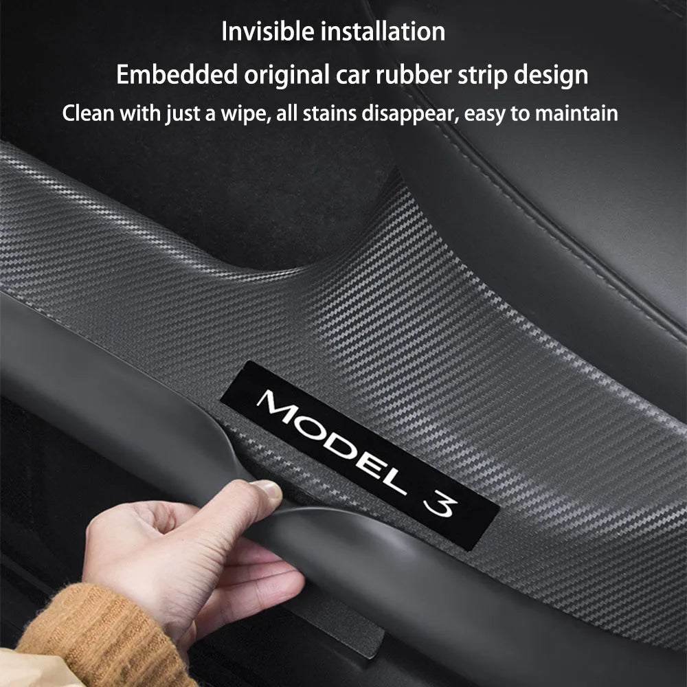 2/4/8PCS Tesla Model 3/Y Highland Door Sill Protector — ABS Anti-Kick Waterproof Threshold Strip for Front & Rear