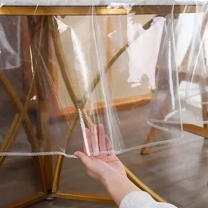 Waterproof Transparent Table Protector – Oil-Resistant PVC Tablecloth with Lock Edge, Stain-Proof & Wipeable Decorative Cover