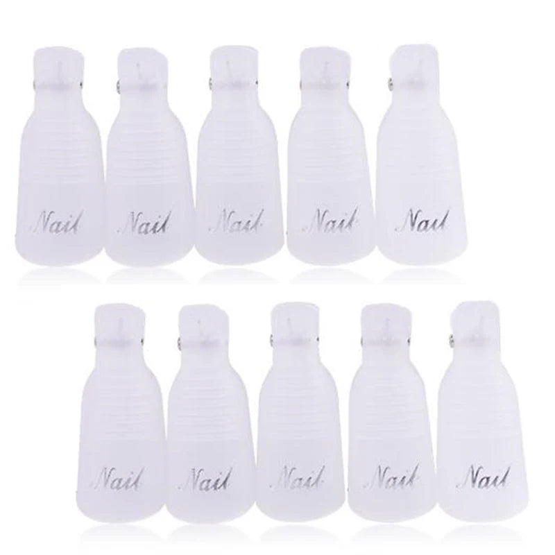 10Pcs UV Gel Polish Remover Clips – Colorful Acrylic Nail Art Soak-Off Caps for DIY Manicure & Nail Cleaning