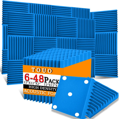 TOUO Acoustic Foam Panels - Sound Absorbing Wall Tiles for Studio Recording, Home Theater & Noise Reduction Treatment