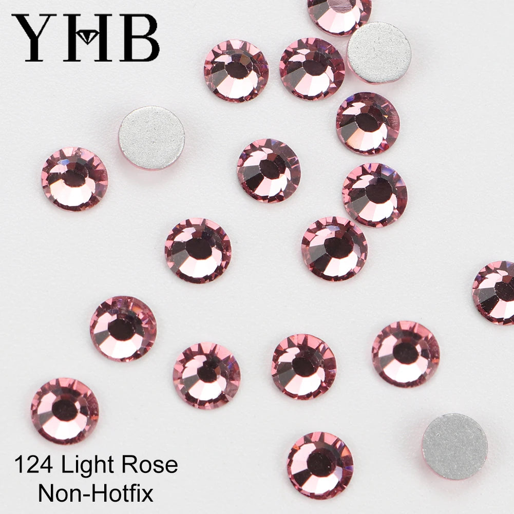 YHB Cold Fix Crystal Flatback Rhinestones - Silver Back Non Hotfix DIY Gems for Nail Art, Bags, Shoes, Garments & Phone Decoration