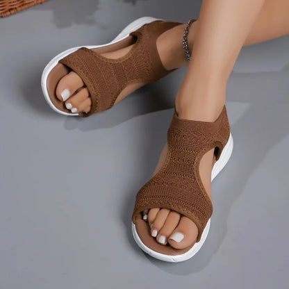 2025 Summer Women’s Casual Sports Sandals – Comfortable Mesh Wedge Beach & Roman Sandals