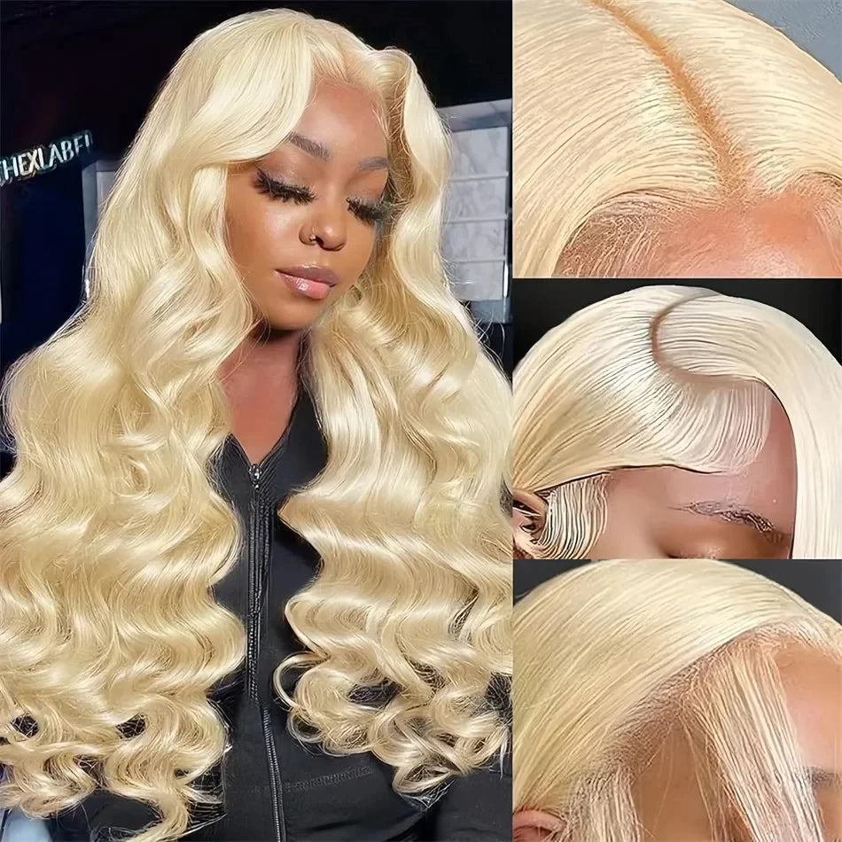 13x6 HD Lace Frontal Wig – Transparent 613 Blonde Body Wave Human Hair Wig, 250 Density