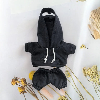 Labubu Casual Sweatsuit Set for 15/17cm Dolls — Comfy Doll Clothes with Ribbed Hem Details