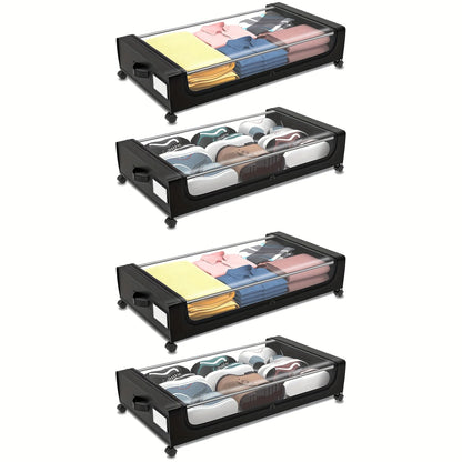 Underbed Storage Lockers with Wheels & Lids – Space-Saving Pull-Out Containers for Shoes & Clothes, Ideal for Dorm Bedrooms