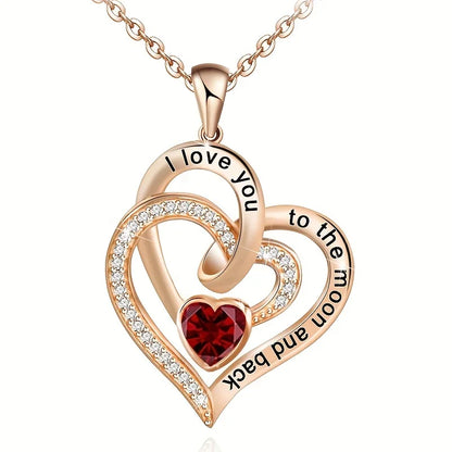 Luxury Love Heart Zircon Necklace - Rose Flower Gift Box Jewelry for Women, Girlfriends & Valentine’s Day