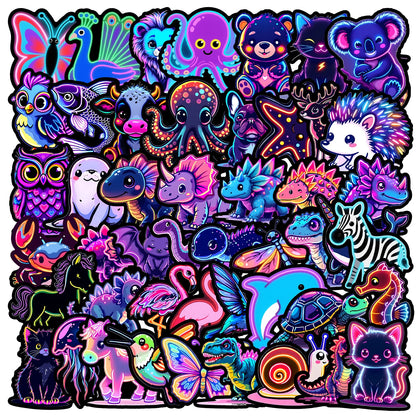 50-Piece Cute Animal Sticker Set - DIY Reward Decals for Skateboards, Motorcycles, Suitcases, Phones and Laptops