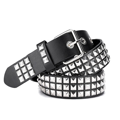 Punk Girl Bullet Rivet Belt — Goth-Inspired Leather Waistband, Fashionable Statement Accessory