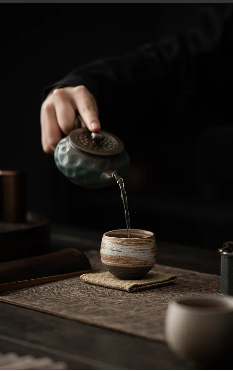 Japanese Handmade Stoneware Tea Cup – Small Kung Fu Single Teacup Vintage Style