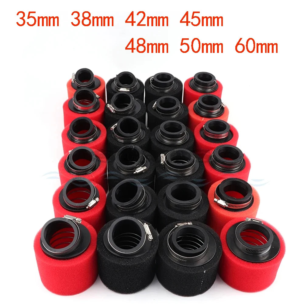 35–60mm Foam Air Filter – Red Elbow Neck Sponge Cleaner for Scooter, Dirt Bike, Motorcycle | Kayo BSE Compatible