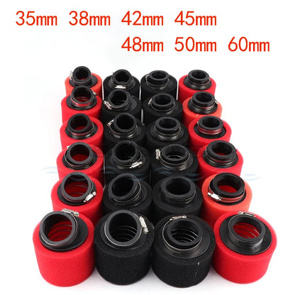 35–60mm Foam Air Filter – Red Elbow Neck Sponge Cleaner for Scooter, Dirt Bike, Motorcycle | Kayo BSE Compatible