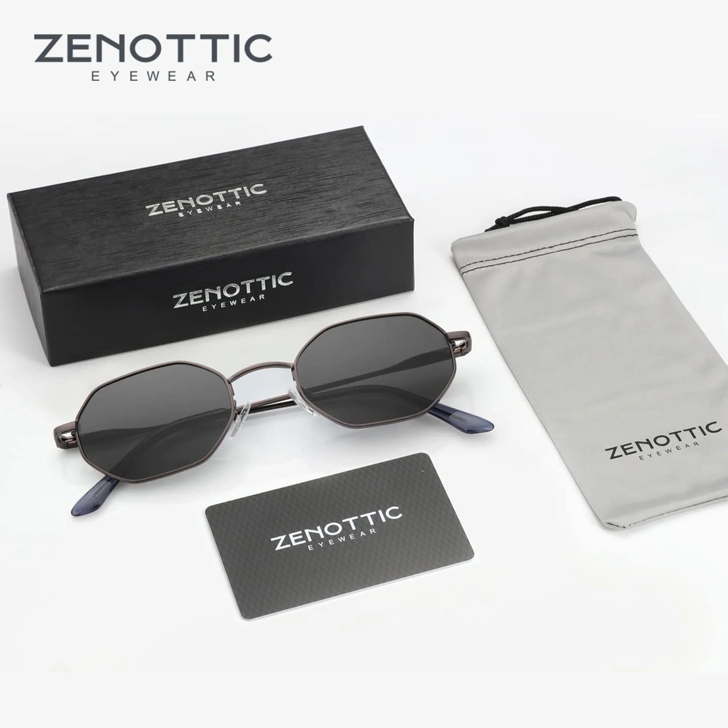 ZENOTTIC Retro Small Polygon Polarized Sunglasses — Metal UV400 Anti-Glare Shades for Men & Women, Driving & Outdoor Eyewear