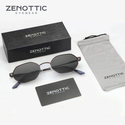 ZENOTTIC Retro Small Polygon Polarized Sunglasses — Metal UV400 Anti-Glare Shades for Men & Women, Driving & Outdoor Eyewear