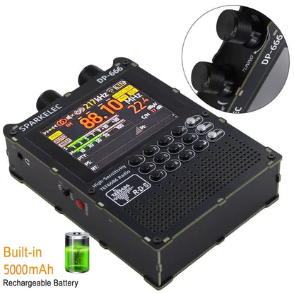 DP-666 TEF6686 Digital Radio - Full-Band FM AM LW MW SW Receiver with ESP32, RDS & 2.8-Inch IPS LCD