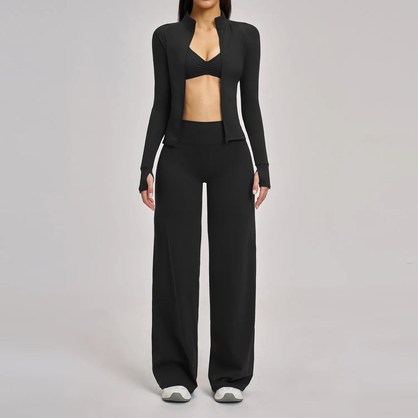 Women’s 2/3PCS Yoga Set – Long Sleeve Sports Bra & High Waist Leggings Gym Workout Tracksuit Fitness Athletic Wear Outfit