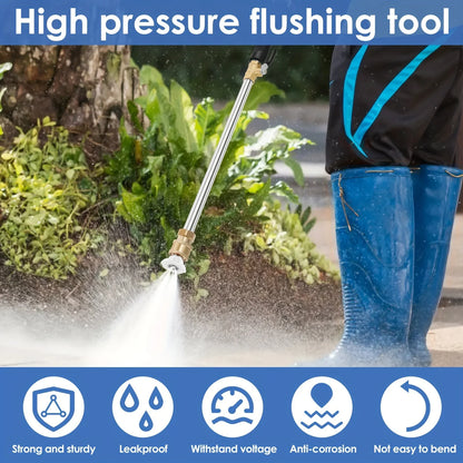 Heavy-Duty High-Pressure Water Spray Gun – Durable Aluminum Alloy with 2 Nozzles for Car & Garden Cleaning